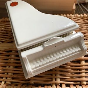 Vintage white porcelain grand piano trinket box